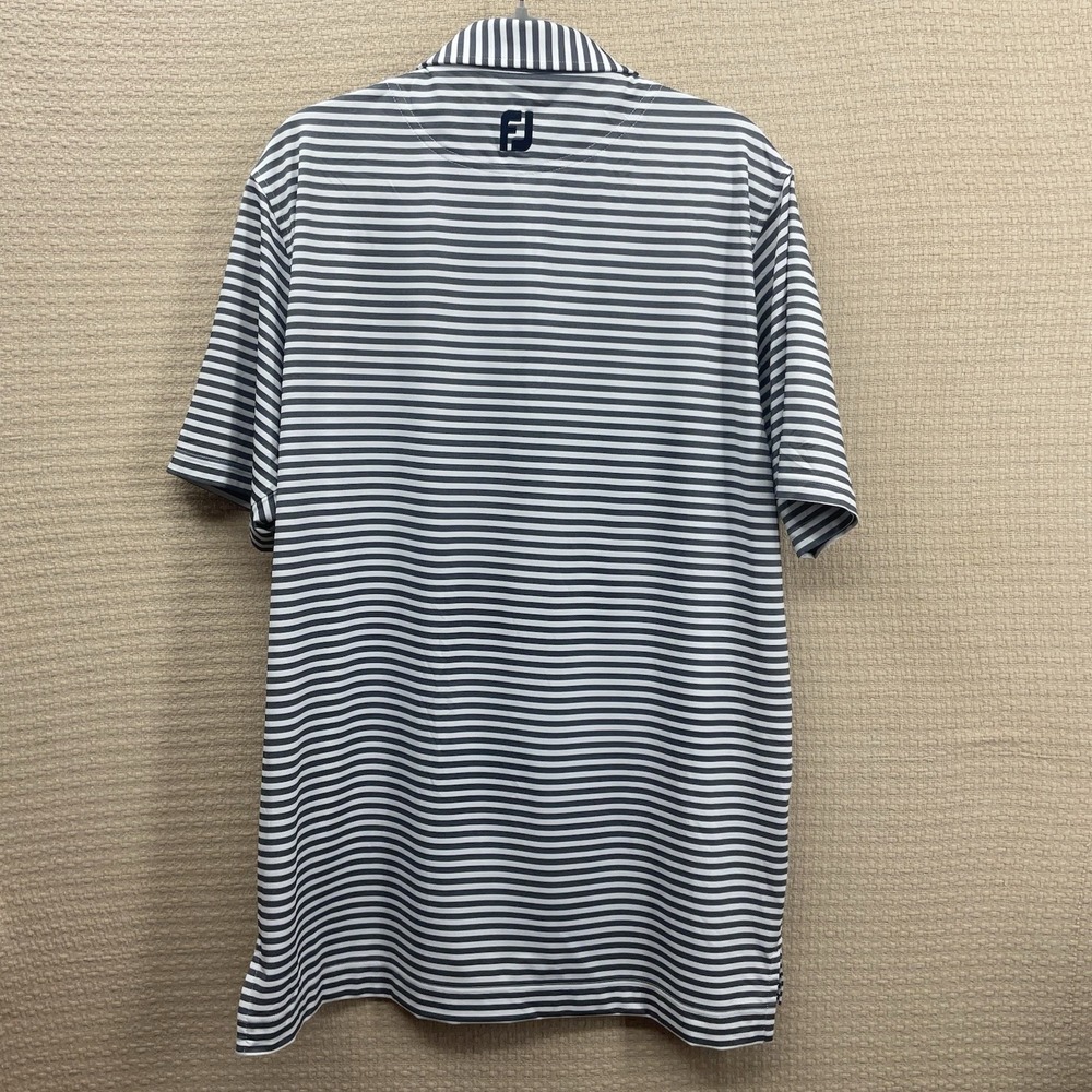 FootJoy Oxford Stripe Jacquard Jersey Polo Shirt Mens Large Gray /White WornOnce - Picture 6 of 9